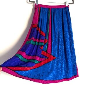 Umi Collections by Anne Crimmins Vintage Retro Geometric Silk Skirt